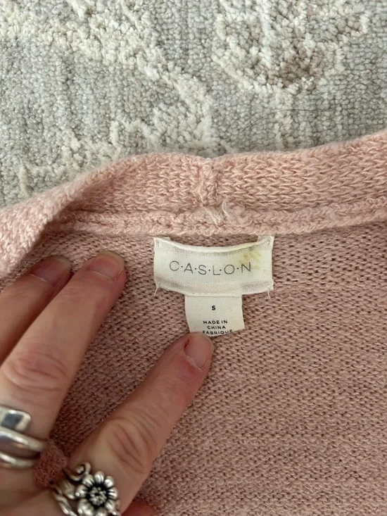 CASLON Womens Open Front Cardigan Wool Blend Sweater Light Pink Sz S Cottagecore - Picture 5 of 9